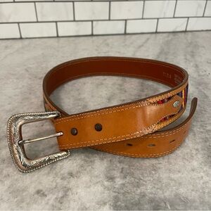 Vintage Fisher Belt Womens Medium Multicolor Woven Western Southwestern